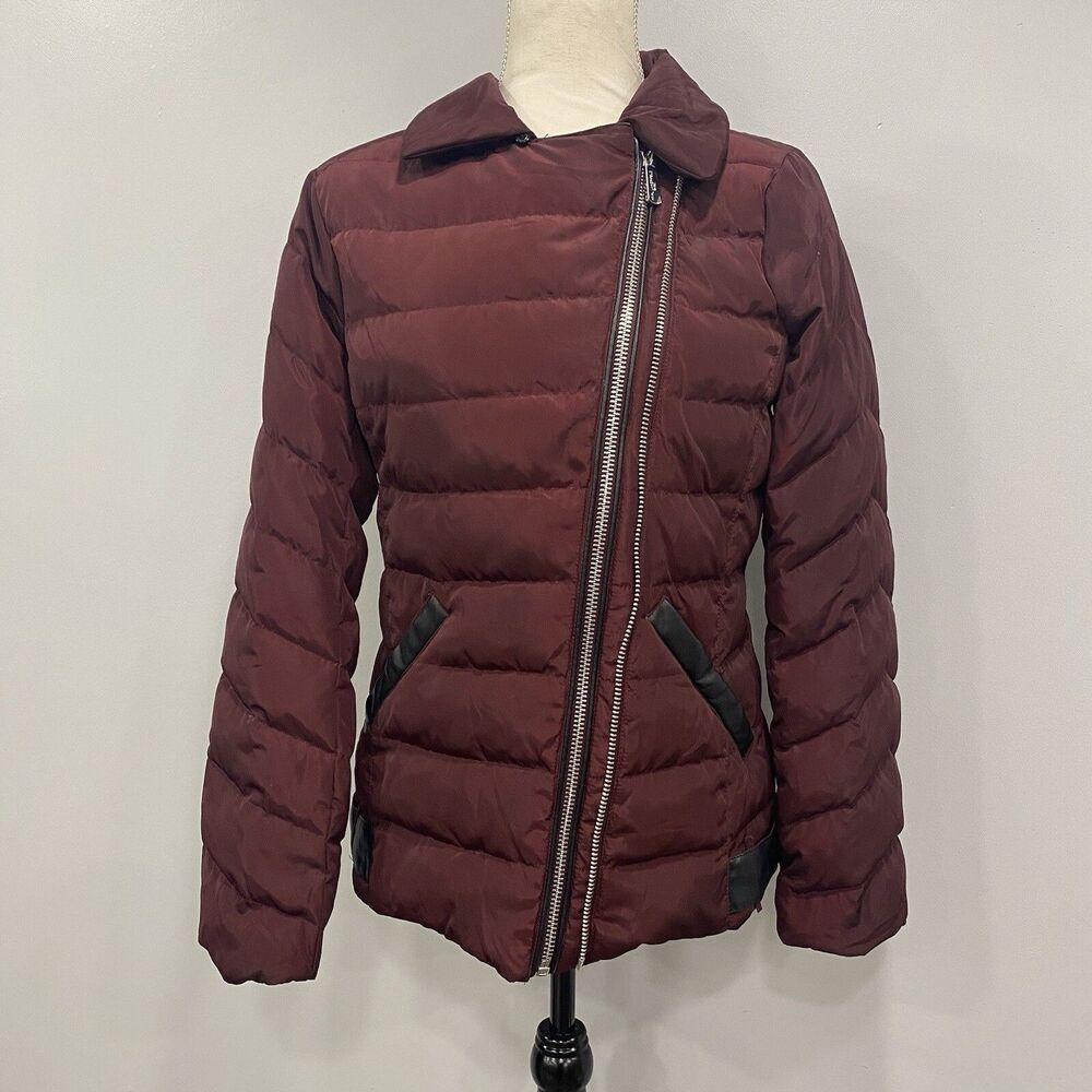 KARL LAGERFELD Paris S Puffer Jacket Down Feather Coat Maroon Designer Ski: Read